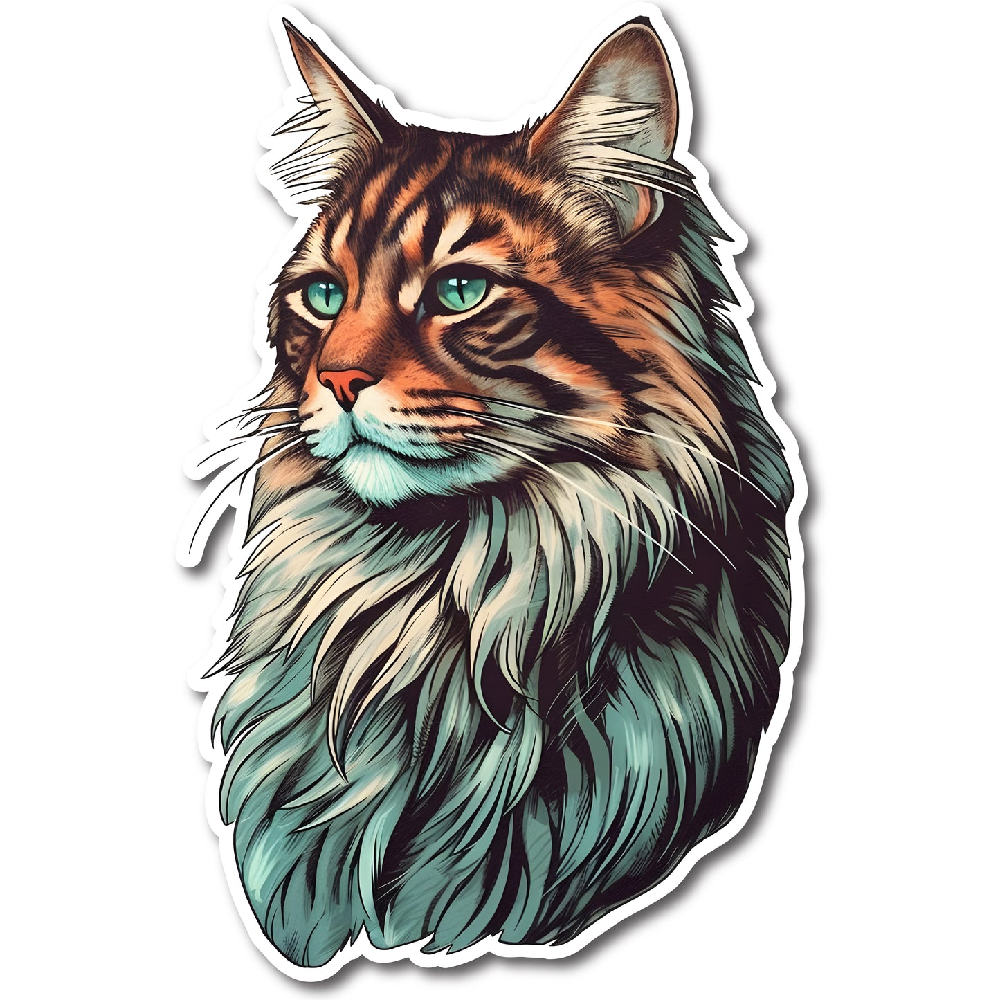 Maine Coon Cat Vinyl Decal Sticker for Car, Laptop, Tumbler and more # 004242
