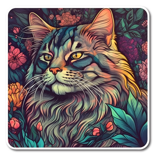 Maine Coon Cat Vinyl Decal Sticker for Car, Laptop, Tumbler and more # 004258