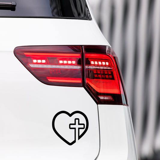 Love Cross Heart Cross  Transfer Vinyl Decal Sticker for Car, Laptop, Tumbler and more # A019941-4" x 4"