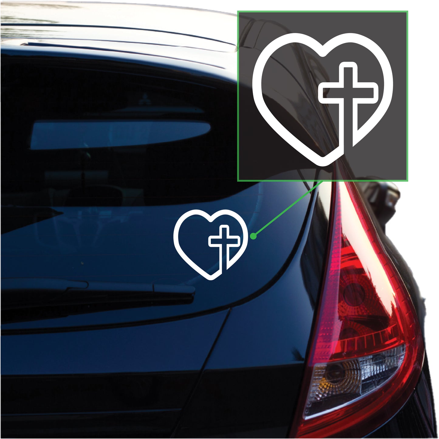 Love Cross Heart Cross  Transfer Vinyl Decal Sticker for Car, Laptop, Tumbler and more # A019941-4" x 4"