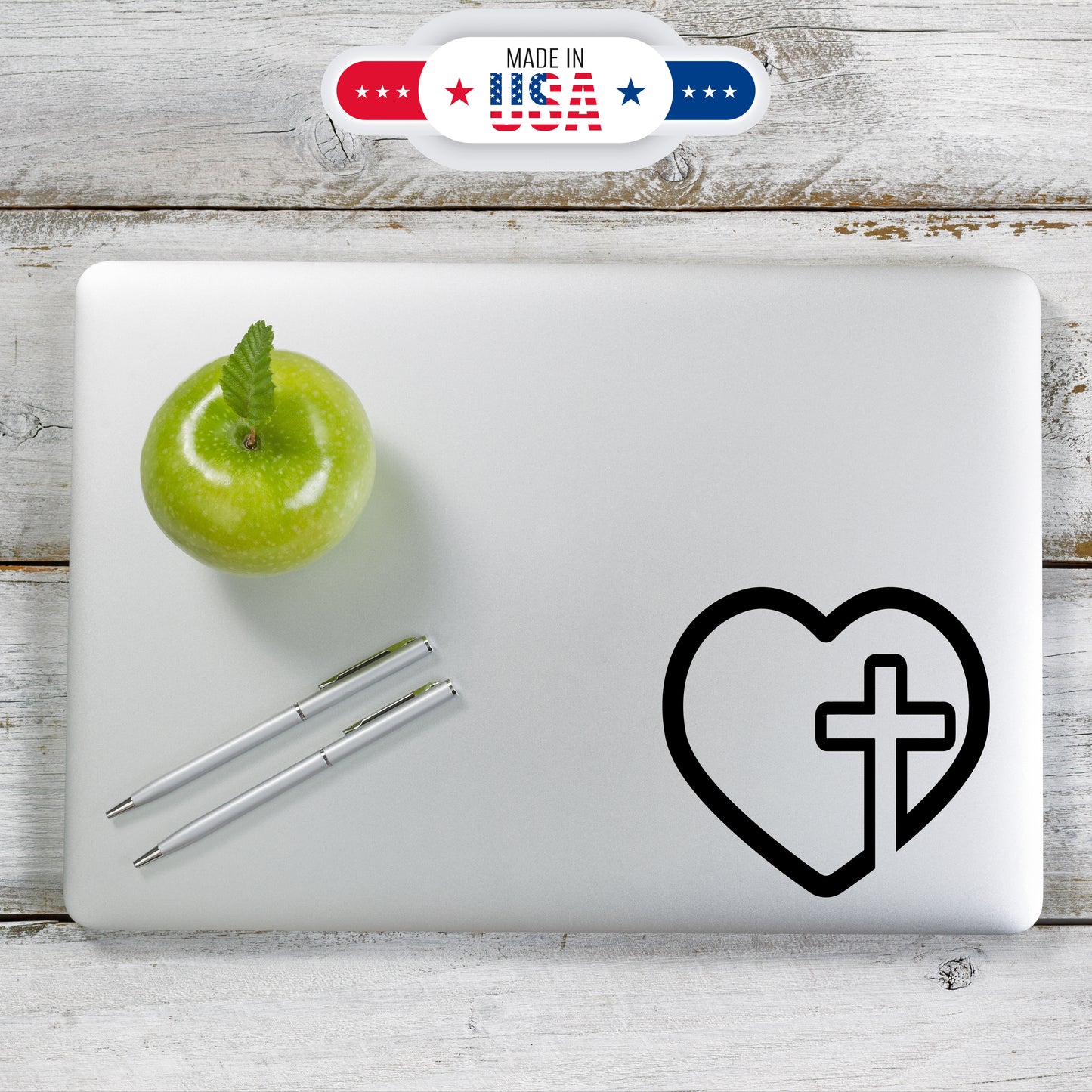 Love Cross Heart Cross  Transfer Vinyl Decal Sticker for Car, Laptop, Tumbler and more # A019941-4" x 4"