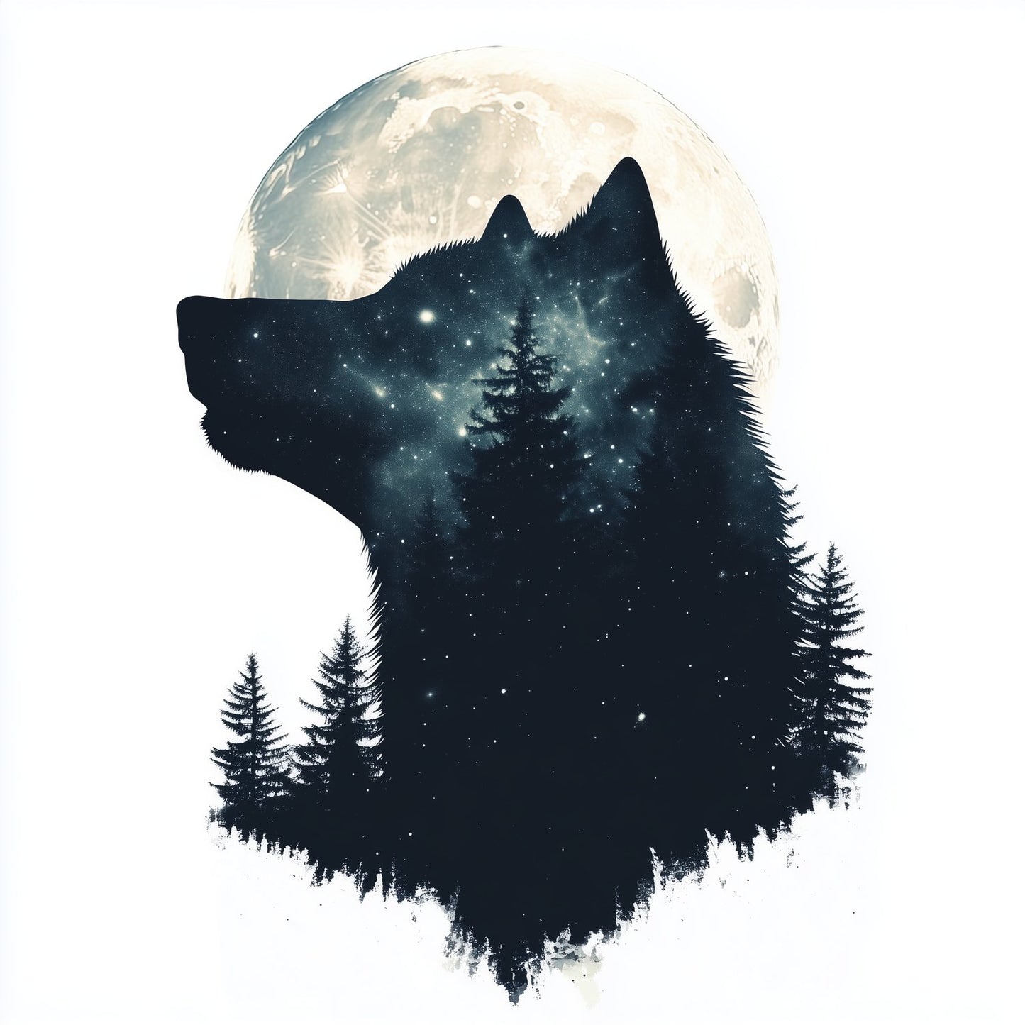 Wolf Moon and Stars Vinyl Decal Sticker for Car, Laptop, Tumbler and more # F025690
