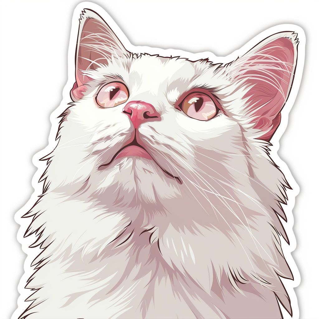 Adorable Turkish Angora Cat Vinyl Decal Sticker for Car, Laptop, Tumbler and more # F020800-4" x 4"