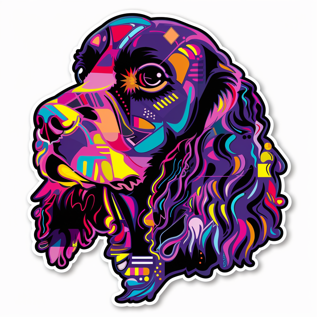 Cocker Spaniel Dog cyber punk Expressive surreal Vinyl Decal Sticker for Car, Laptop, Tumbler and more # F020081-4" x 4"