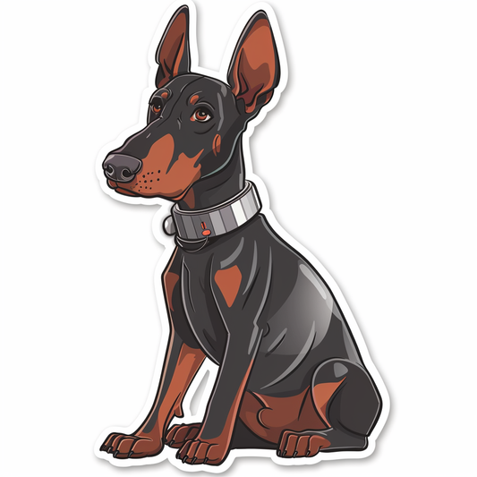 Cute and Adorable Doberman Pinscher Expressive surreal Vinyl Decal Sticker for Car, Laptop, Tumbler and more # F019649-4" x 4"