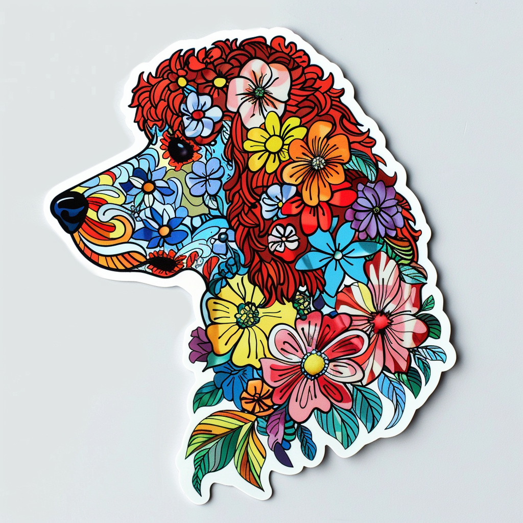 Poodle Dog floral Vinyl Decal Sticker for Car, Laptop, Tumbler and more # F012531