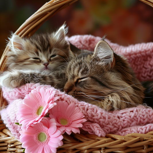 Adorable Cats in basket portrait  Vinyl Decal Sticker for Car, Laptop, Tumbler and more # F021621-4" x 4"