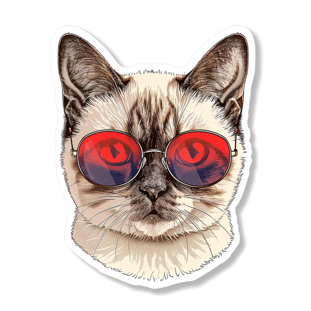 Burmese Cat wearing sunglasses Vinyl Decal Sticker for Car, Laptop, Tumbler and more # F010960