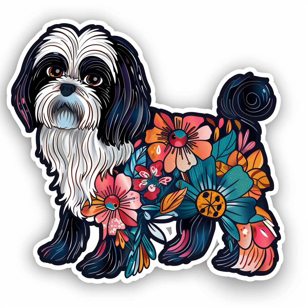 Adorable Shih Tzu Dog Expressive surreal Vinyl Decal Sticker for Car, Laptop, Tumbler and more # F018376