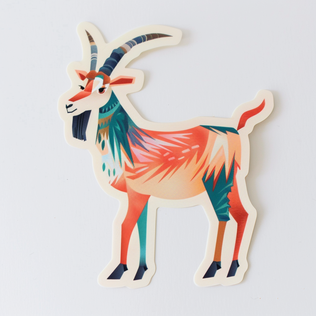 Goat majestic Expressive surreal Vinyl Decal Sticker for Car, Laptop, Tumbler and more # F020478-4" x 4"