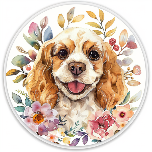 Adorable Cocker Spaniel Dog Expressive surreal Vinyl Decal Sticker for Car, Laptop, Tumbler and more # F020008-4" x 4"