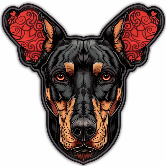 Doberman Pinscher Dog majestic Expressive surreal Vinyl Decal Sticker for Car, Laptop, Tumbler and more # F019587-4" x 4"