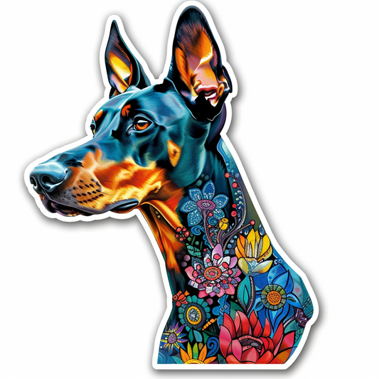 Doberman Pinscher Dog majestic Expressive surreal Vinyl Decal Sticker for Car, Laptop, Tumbler and more # F019548-4" x 4"