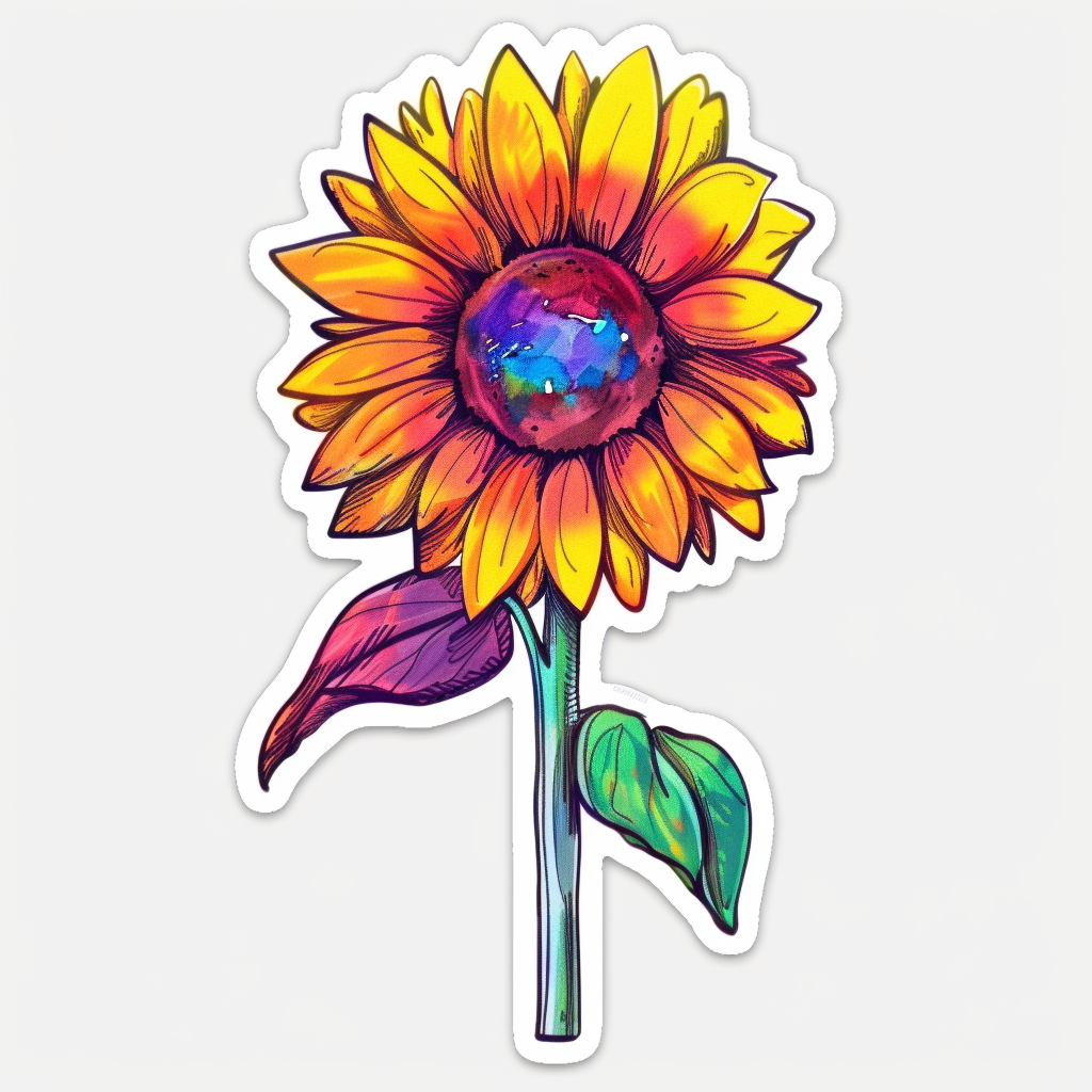 Sunflower flower majestic Expressive surreal Vinyl Decal Sticker for Car, Laptop, Tumbler and more # F023022
