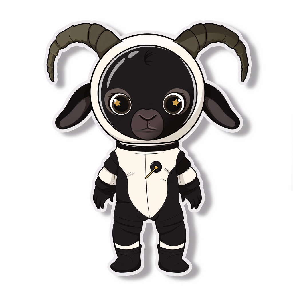 Goat majestic Astronaut Expressive surreal Vinyl Decal Sticker for Car, Laptop, Tumbler and more # F020506-4" x 4"