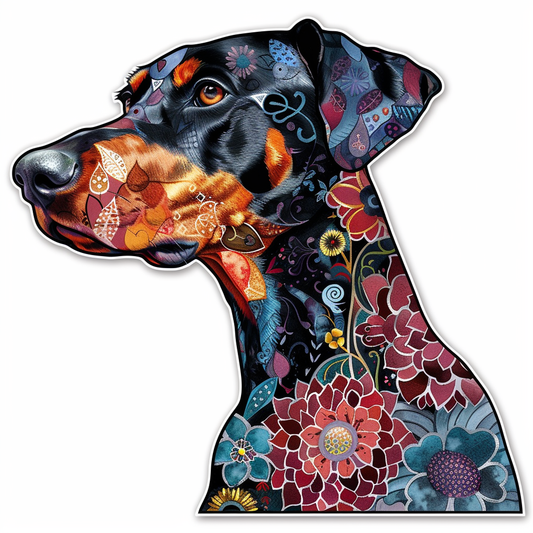 Doberman Pinscher Dog majestic Expressive surreal Vinyl Decal Sticker for Car, Laptop, Tumbler and more # F019583-4" x 4"