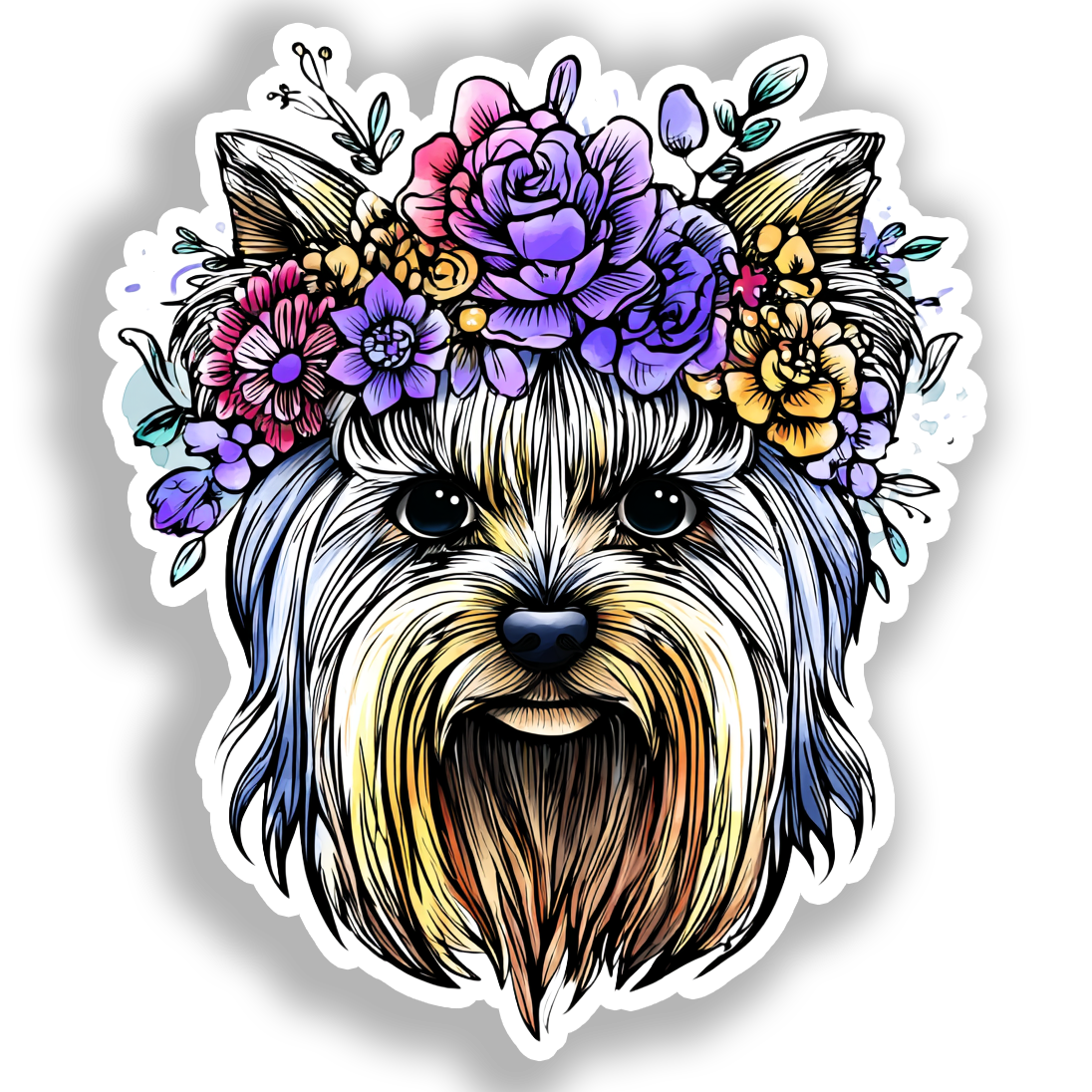 Yorkshire Terrier Dog Vinyl Decal Sticker for Car, Laptop, Tumbler and more # A017221-4" x 4"