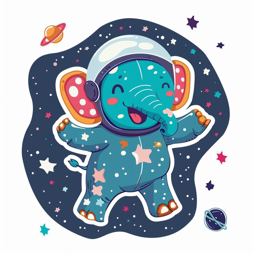 Elephant Expressive surreal Vinyl Decal Sticker for Car, Laptop, Tumbler and more # F022379-4" x 4"