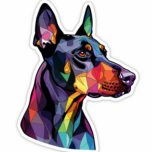 Doberman Pinscher Dog majestic Expressive surreal Vinyl Decal Sticker for Car, Laptop, Tumbler and more # F019554-4" x 4"