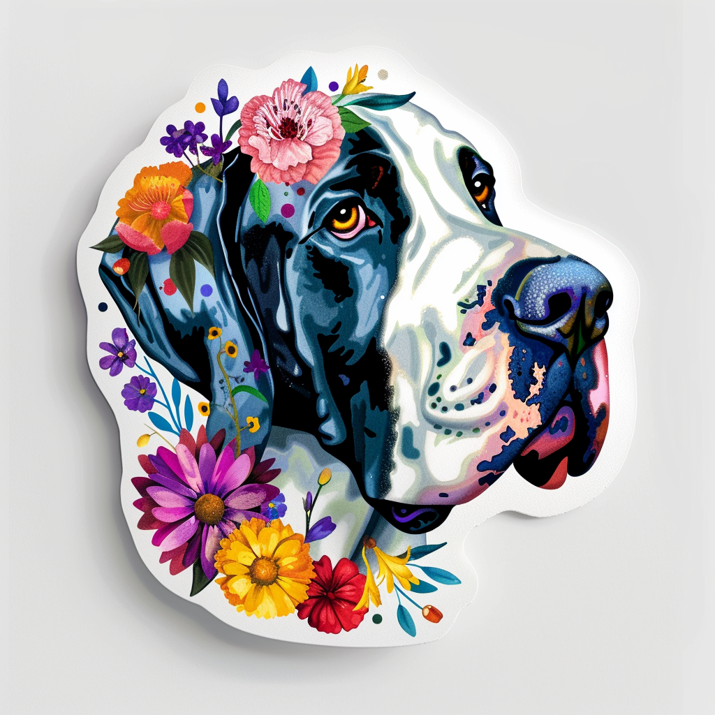 Adorable Great Dane Dog Expressive surreal Vinyl Decal Sticker for Car, Laptop, Tumbler and more # F017847