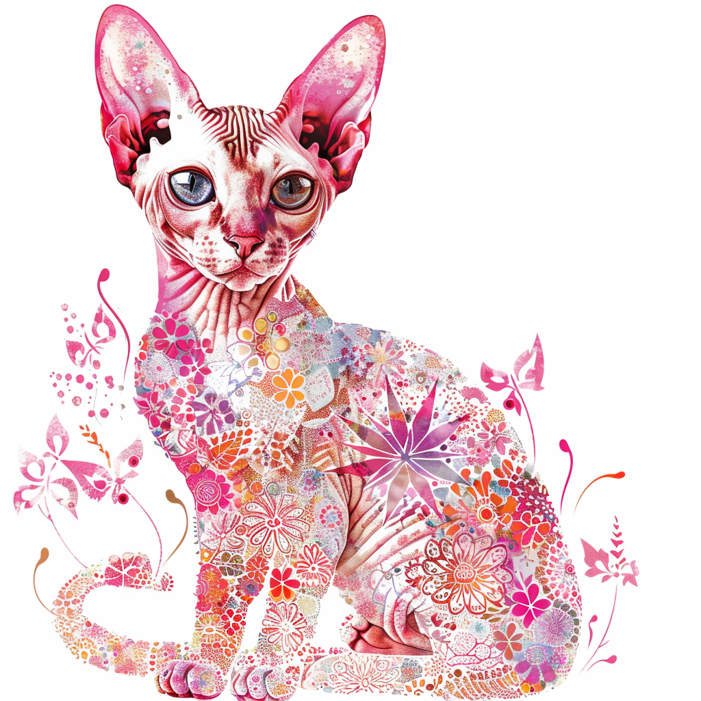 Adorable Cornish Rex Cat Expressive surreal Vinyl Decal Sticker for Car, Laptop, Tumbler and more # F021433-4" x 4"