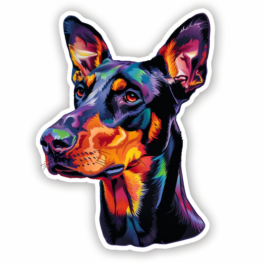 Sticker of a Doberman Pinscher Dog majestic Expressive surreal Vinyl Decal Sticker for Car, Laptop, Tumbler and more # F019230
