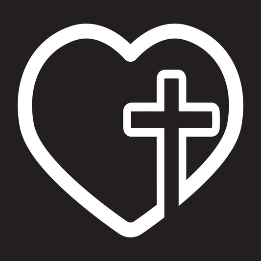 Love Cross Heart Cross  Transfer Vinyl Decal Sticker for Car, Laptop, Tumbler and more # A019941-4" x 4"