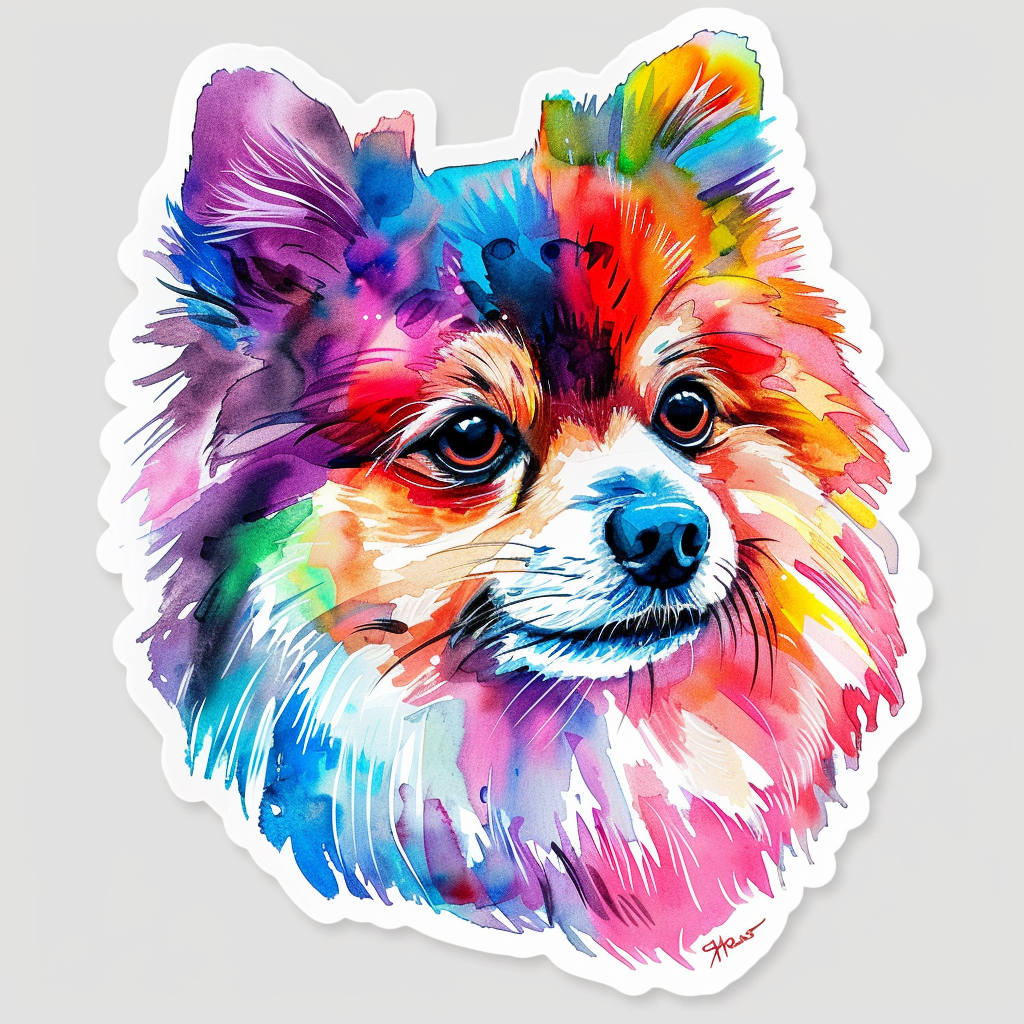 Sticker of a Pomeranian Dog majestic Expressive surreal Vinyl Decal Sticker for Car, Laptop, Tumbler and more # F013789