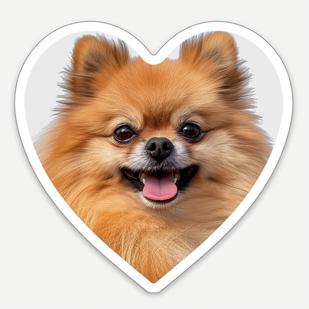 Sticker of a Pomeranian Dog majestic Expressive surreal Heartcore Vinyl Decal Sticker for Car, Laptop, Tumbler and more # F014140