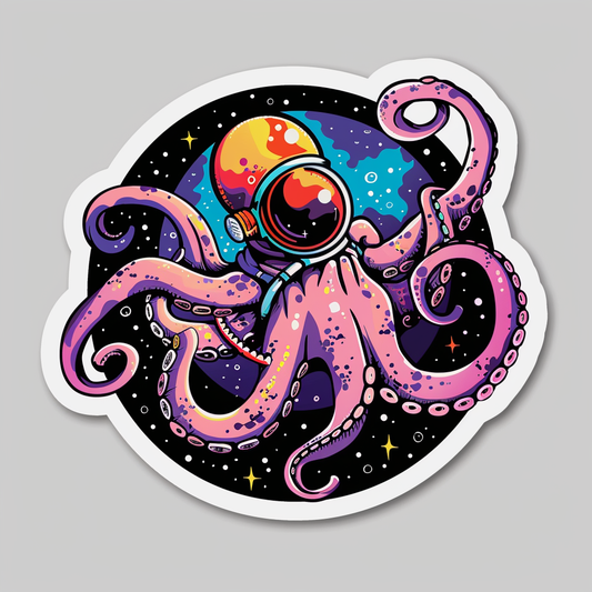 Sticker of an Octopus astronaut majestic Expressive surreal Vinyl Decal Sticker for Car, Laptop, Tumbler and more # F015427