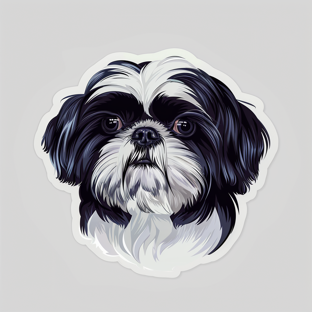 Adorable Shih Tzu Dog Expressive surreal Vinyl Decal Sticker for Car, Laptop, Tumbler and more # F018491