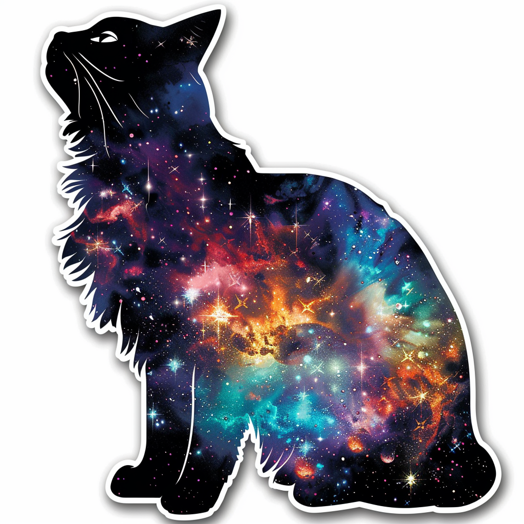 Sticker of a Persian Cat galaxy majestic Expressive surreal Vinyl Decal Sticker for Car, Laptop, Tumbler and more # F016328