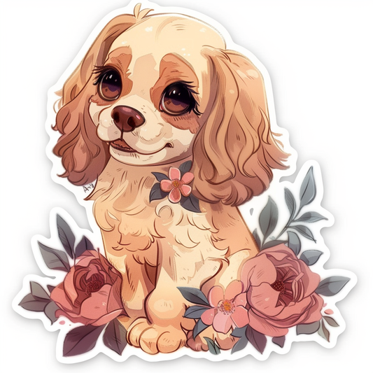Adorable Cocker Spaniel Dog Expressive surreal Vinyl Decal Sticker for Car, Laptop, Tumbler and more # F019968-4" x 4"