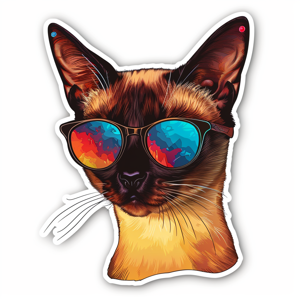 Burmese Cat wearing sunglasses Vinyl Decal Sticker for Car, Laptop, Tumbler and more # F010970