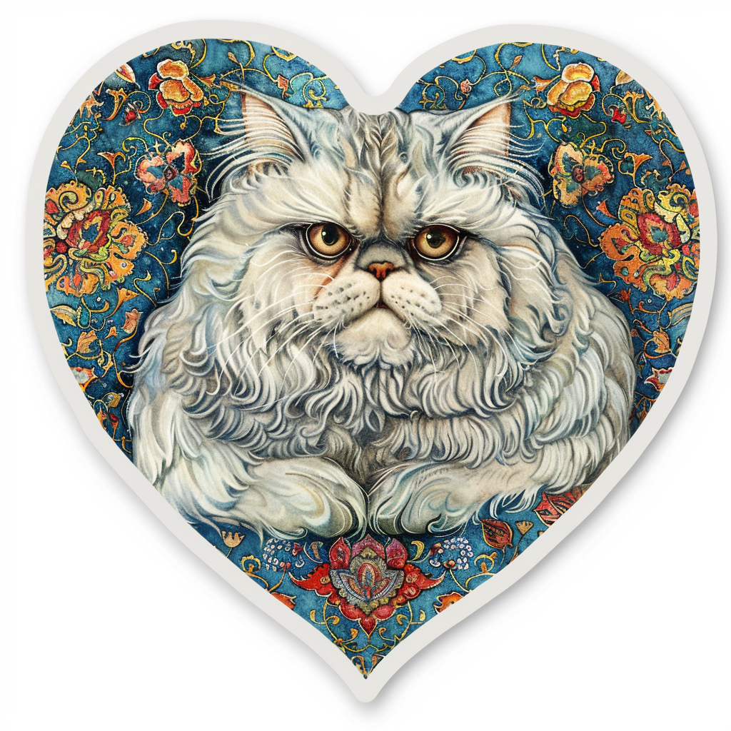 Sticker of a Persian Cat Expressive surreal Vinyl Decal Sticker for Car, Laptop, Tumbler and more # F016306
