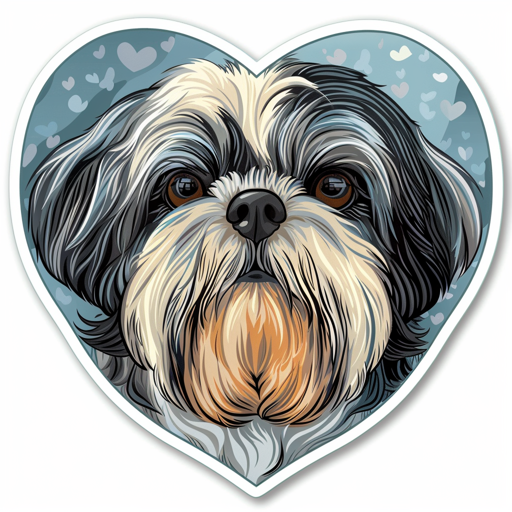 Adorable Shih Tzu Dog Expressive surreal Vinyl Decal Sticker for Car, Laptop, Tumbler and more # F018231