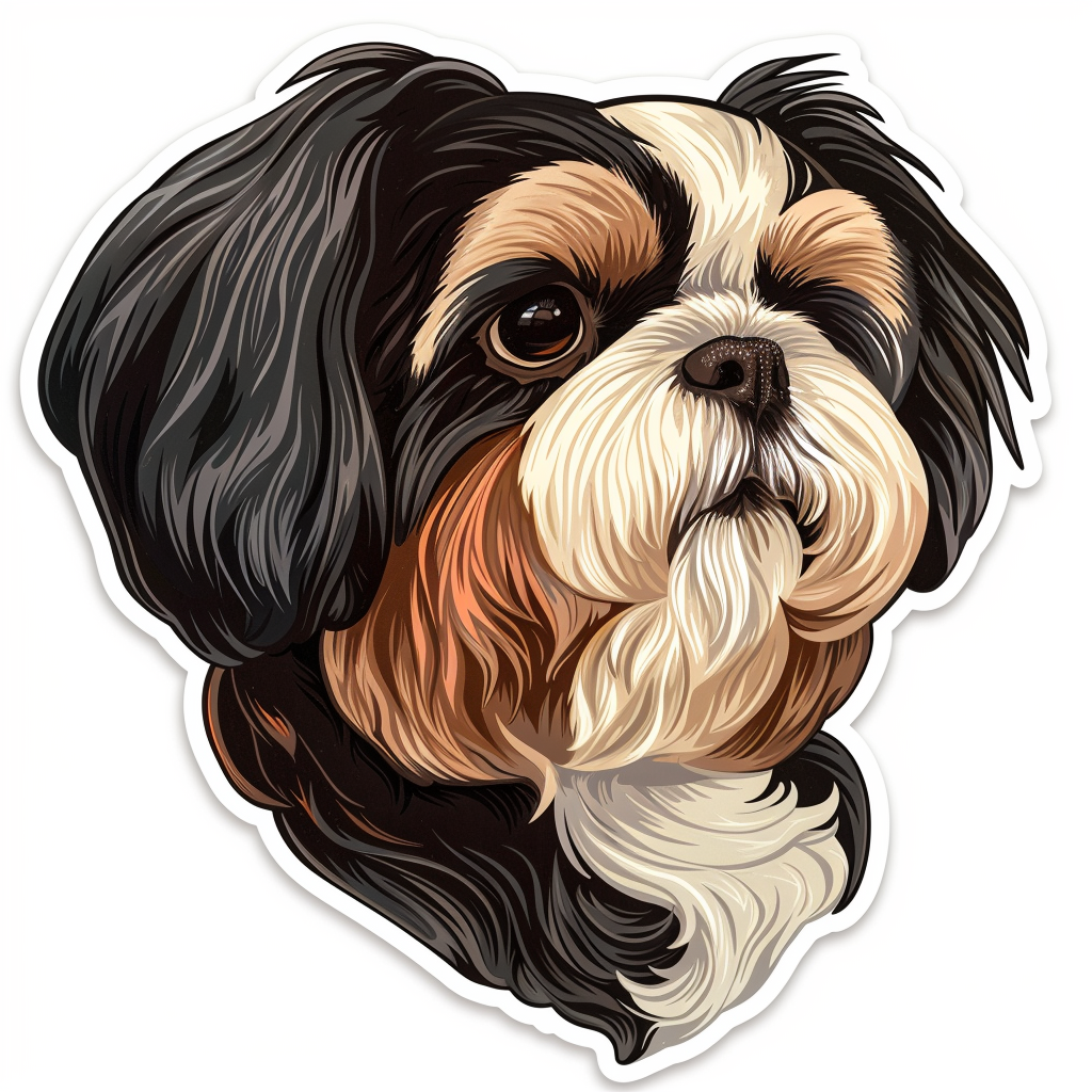 Adorable Shih Tzu Dog Expressive surreal Vinyl Decal Sticker for Car, Laptop, Tumbler and more # F018216