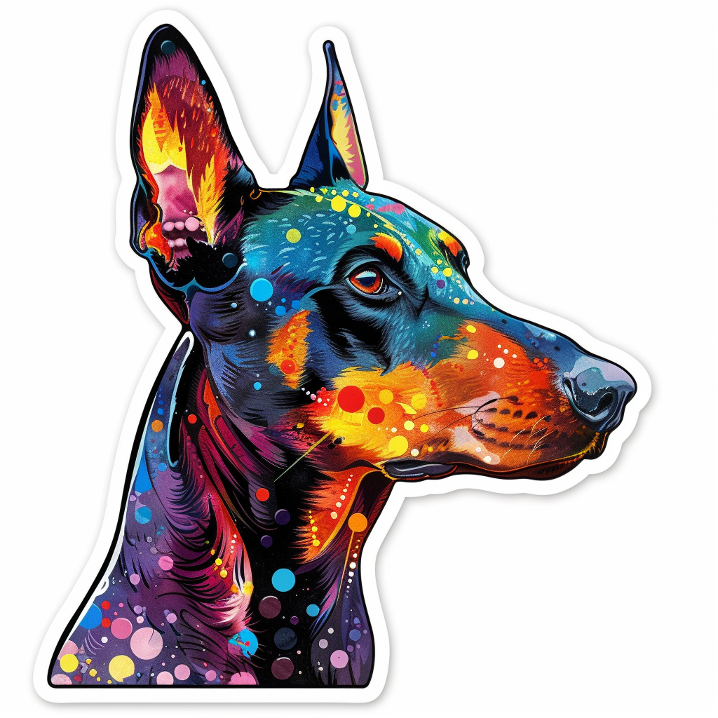 Sticker of a Doberman Pinscher Dog majestic Expressive surreal Vinyl Decal Sticker for Car, Laptop, Tumbler and more # F019218