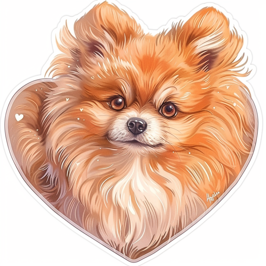 Sticker of a Pomeranian Dog majestic Expressive surreal Heartcore Vinyl Decal Sticker for Car, Laptop, Tumbler and more # F014110