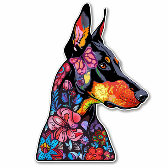 Doberman Pinscher Dog majestic Expressive surreal Vinyl Decal Sticker for Car, Laptop, Tumbler and more # F019553-4" x 4"