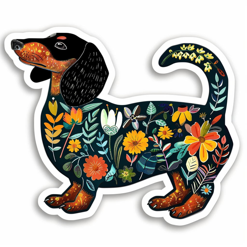 Dachshund Dog floral Vinyl Decal Sticker for Car, Laptop, Tumbler and more # F013151
