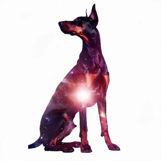 Doberman Pinscher Dog galaxy majestic Expressive surreal Vinyl Decal Sticker for Car, Laptop, Tumbler and more # F019524-4" x 4"