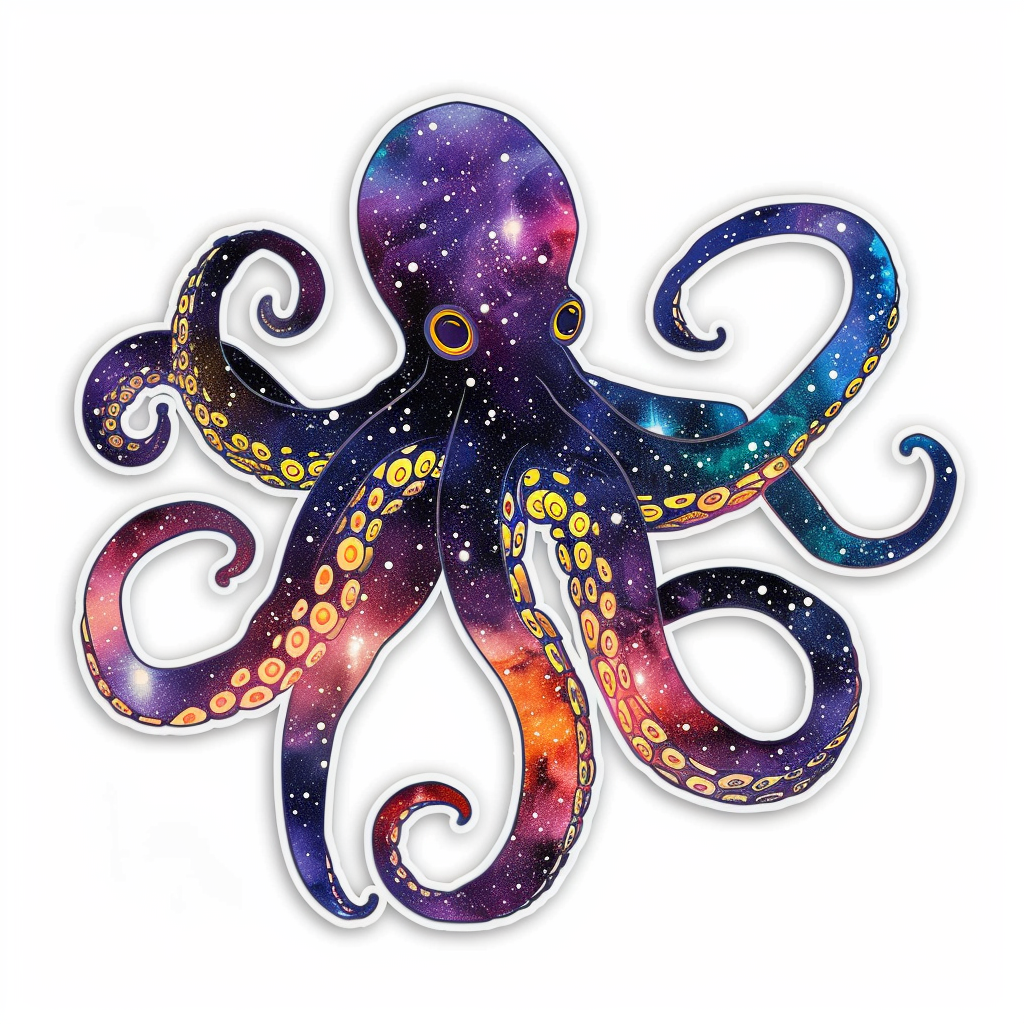 Sticker of a Octopus galaxy majestic Expressive surreal Vinyl Decal Sticker for Car, Laptop, Tumbler and more # F015605