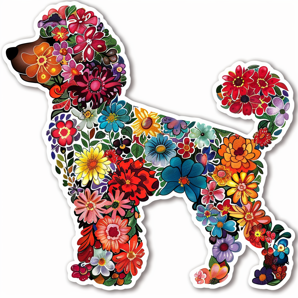 Poodle Dog floral Vinyl Decal Sticker for Car, Laptop, Tumbler and more # F012541