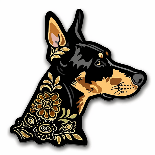 Doberman Pinscher Dog majestic Expressive surreal Vinyl Decal Sticker for Car, Laptop, Tumbler and more # F019601-4" x 4"