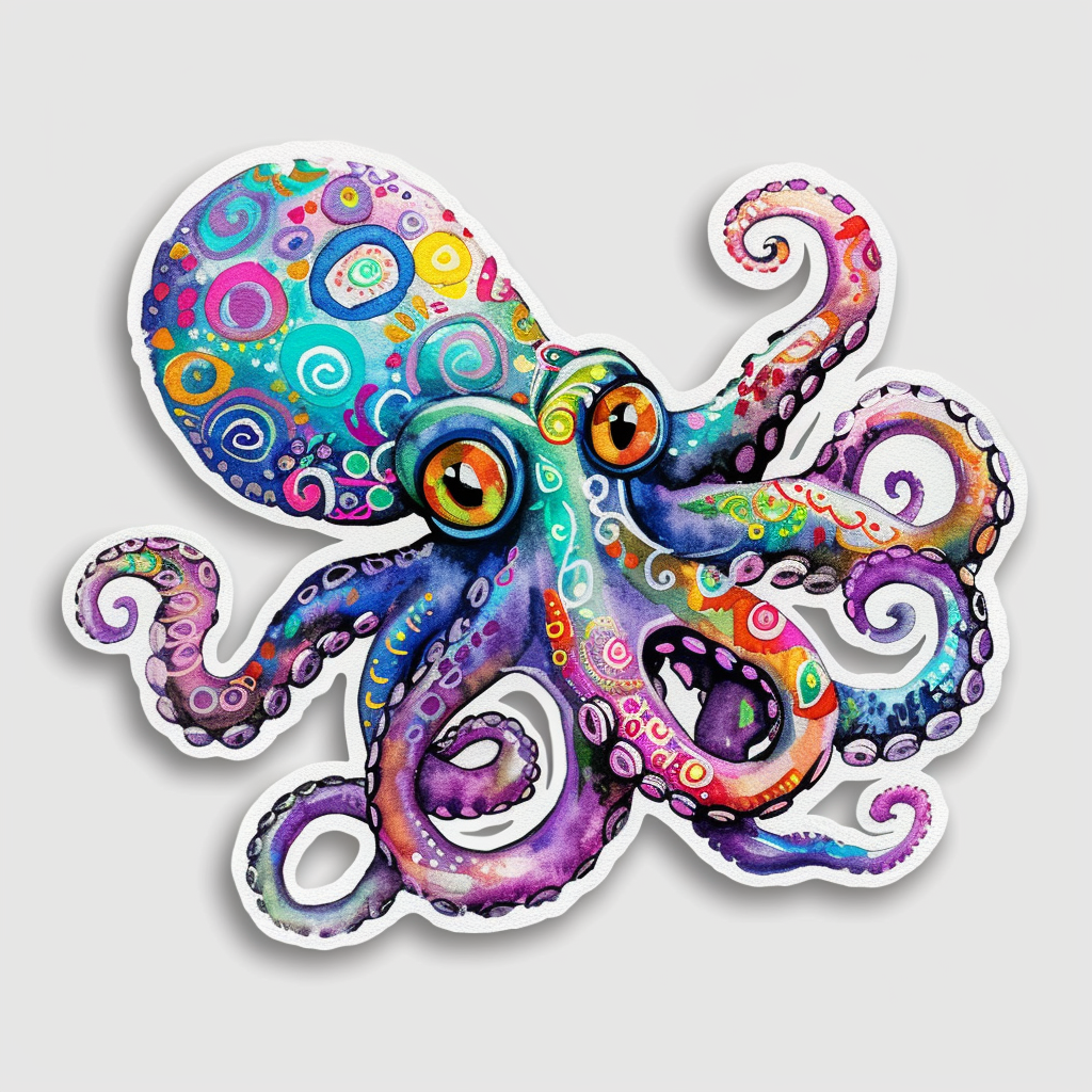 Sticker of a Octopus heartcore texture Expressive surreal Vinyl Decal Sticker for Car, Laptop, Tumbler and more # F015777