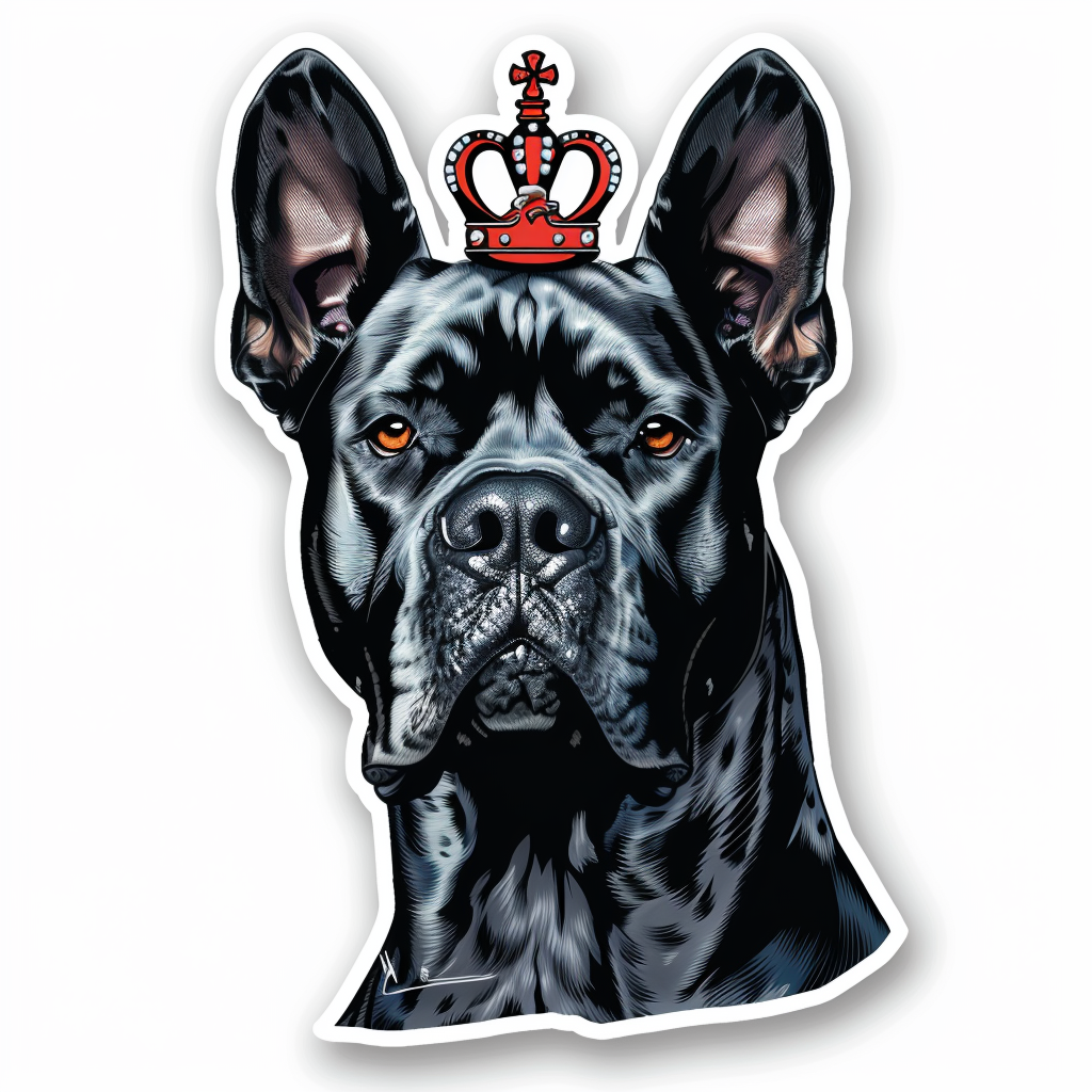 Great Dane Dog crowned majestic Expressive surreal Vinyl Decal Sticker for Car, Laptop, Tumbler and more # F017788