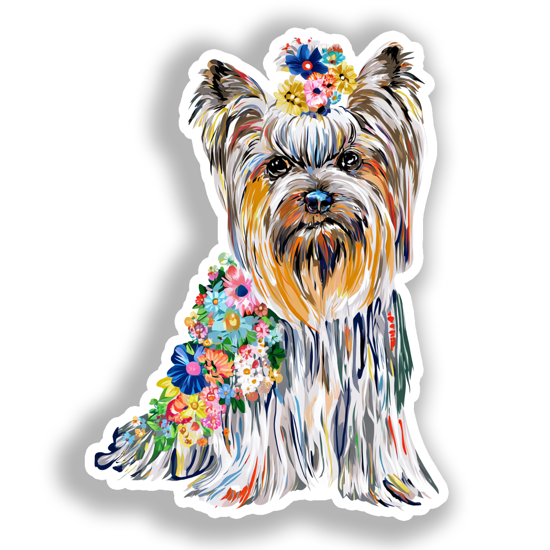 Yorkshire Terrier Dog Vinyl Decal Sticker for Car, Laptop, Tumbler and more # A017100-4" x 4"