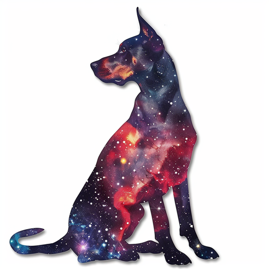 Doberman Pinscher Dog galaxy majestic Expressive surreal Vinyl Decal Sticker for Car, Laptop, Tumbler and more # F019480-4" x 4"
