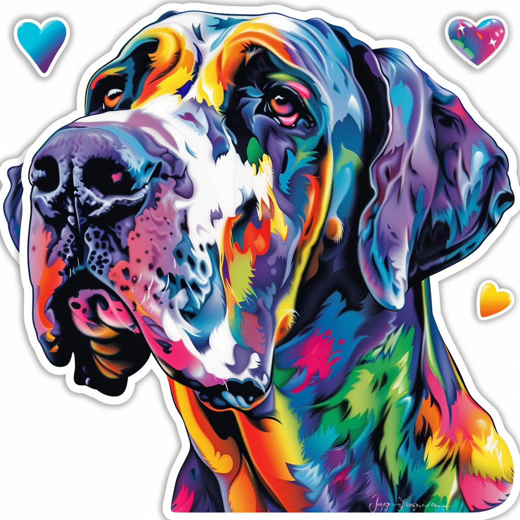 Great Dane Dog Expressive surreal Vinyl Decal Sticker for Car, Laptop, Tumbler and more # F022806